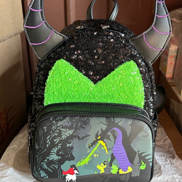 Loungefly Sleeping Beauty Maleficent Sequin Cosplay Mini Backpack Prince Phillip main image 9